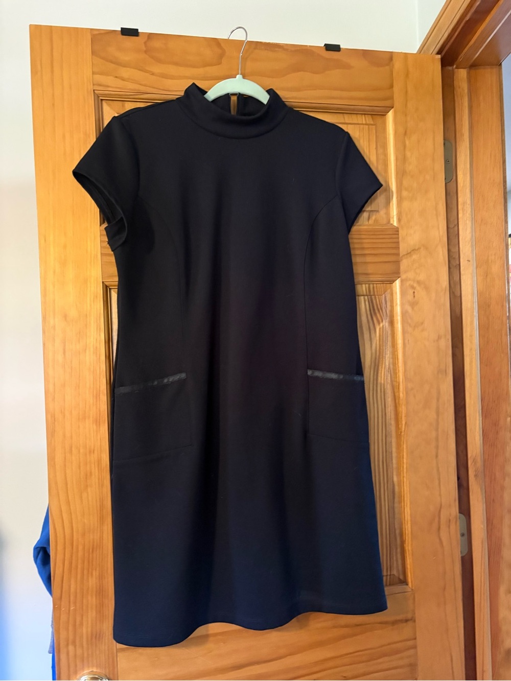 Vintage Liz Claiborne Black Mock-Neck Short-Sleeve Mini Dress